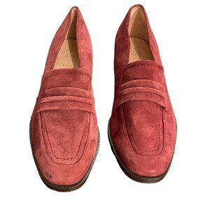 27 Edit Women's Caroline Suede Slip-On Loafers Size 7 coral red